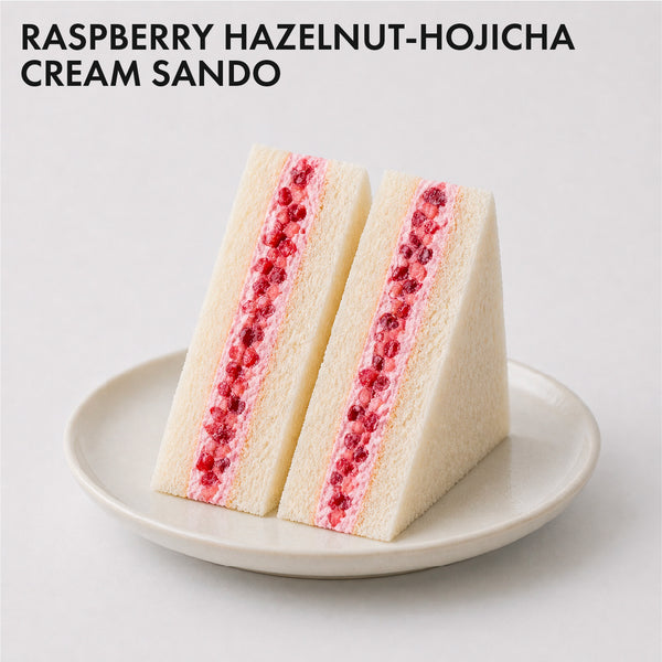Raspberry Hazelnut-Hojicha Cream Sando