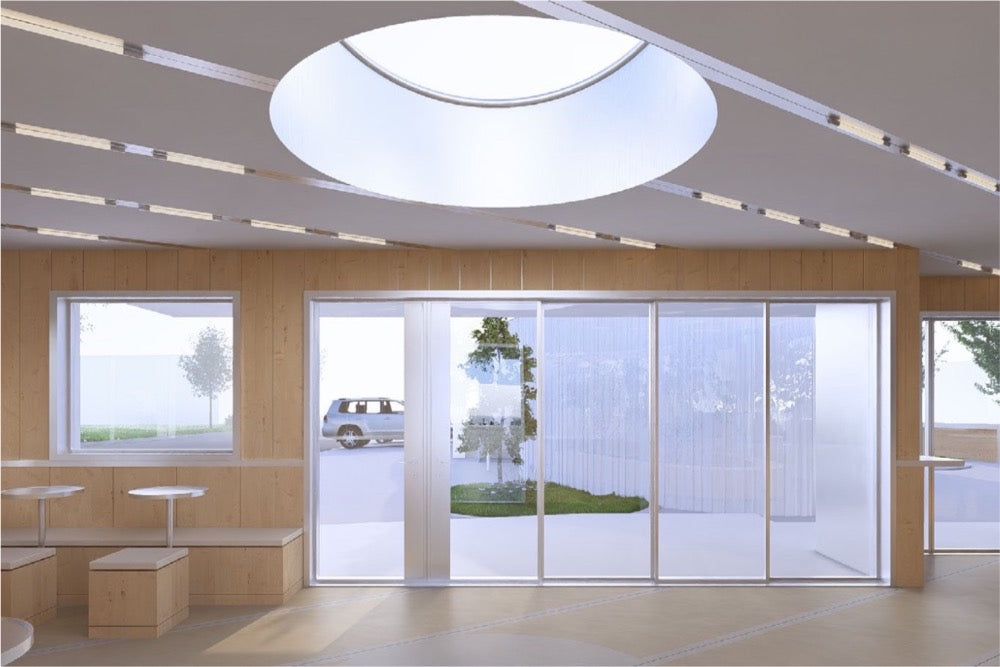 Concept rendering of the oculus above the sliding doors