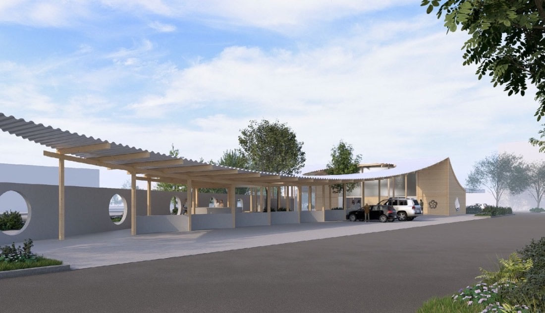 Rendering of the Houston pavilion from the street
